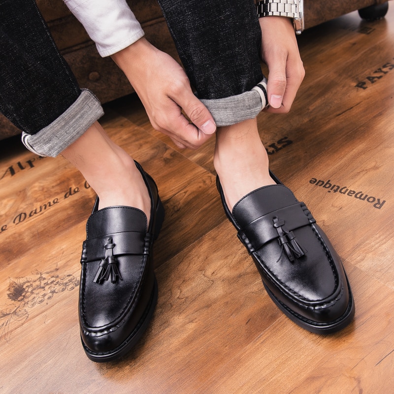 Outdoor Men Leather loafers Shoes Slip On Shoes For Men Italian Leather Men Loafers Brand Men wedding flats Shoes w5