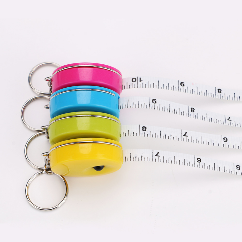 Przenośny 1.5M wysuwana linijka centymetr/Cal miarka mini linijka z brelokiem kolorowy ładny wzór doskonały robić obozu podróży