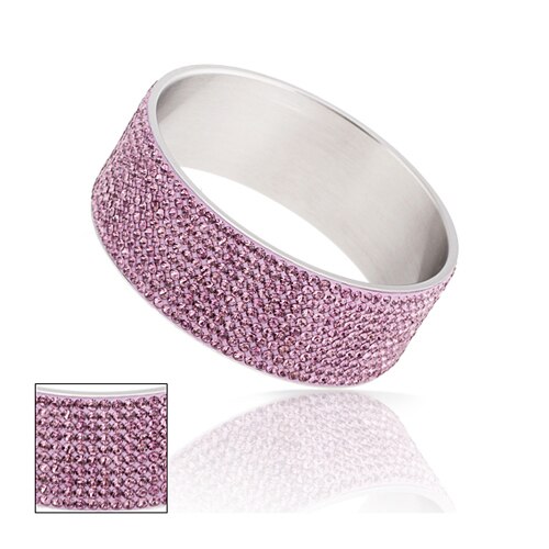 , joyería de , brazaletes de acero inoxidable, 10 filas, pulseras de cristal, colores mezclados: Light Amethyst