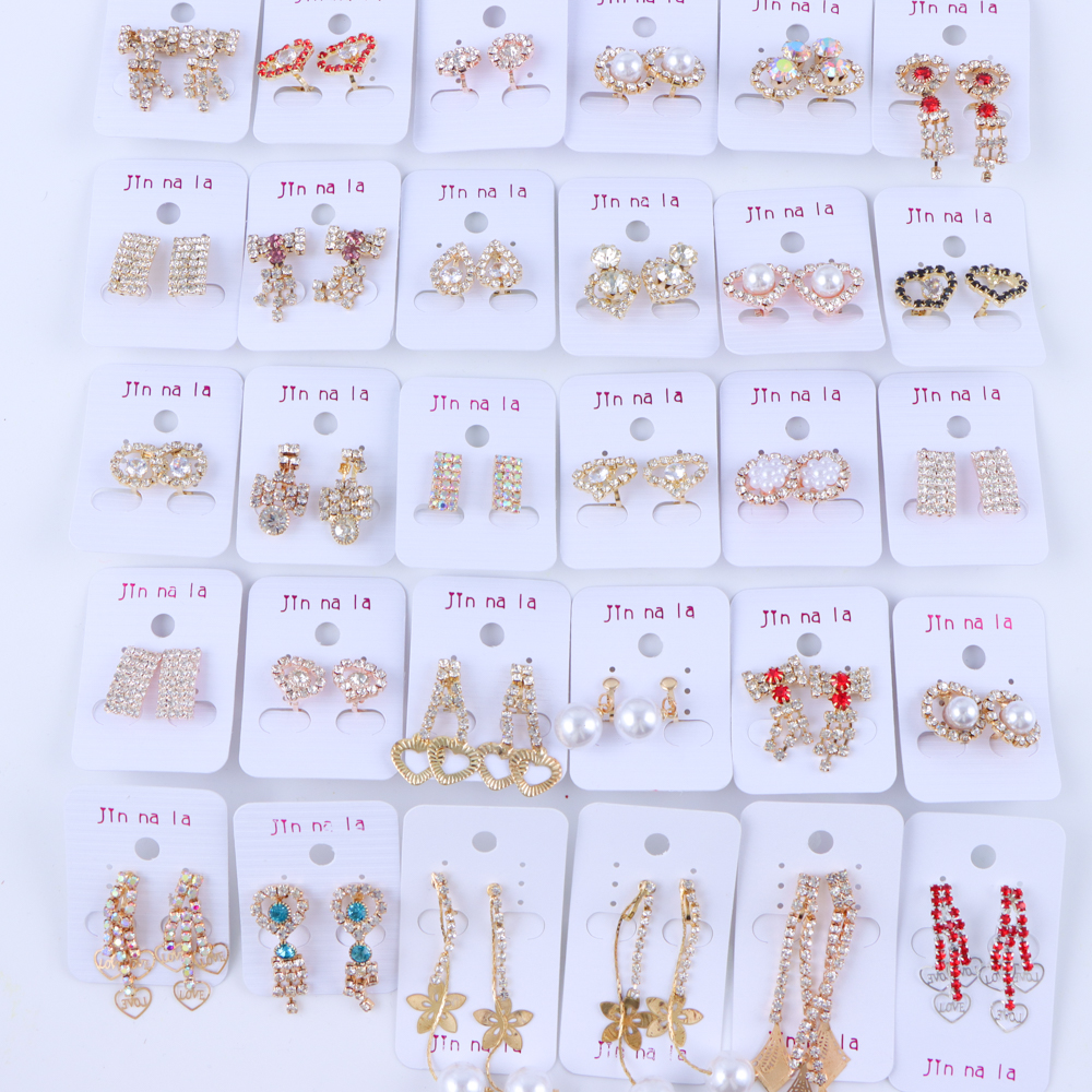 10/20/30/50 Paar Mode Trend Ster Blad Strass Clip Oorbellen Voor Vrouwen Mix Stijl Sieraden Feestgeschenken Accessoires: Rood / Bronze