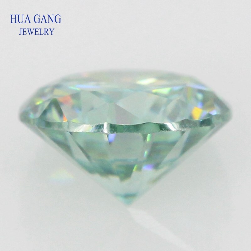 0.5 Carat Light Green Moissanite Brilliant Cut Light Green Moissanite Stone Beads 5.0mm VVS1 Excellent Cut Grade Test Positive