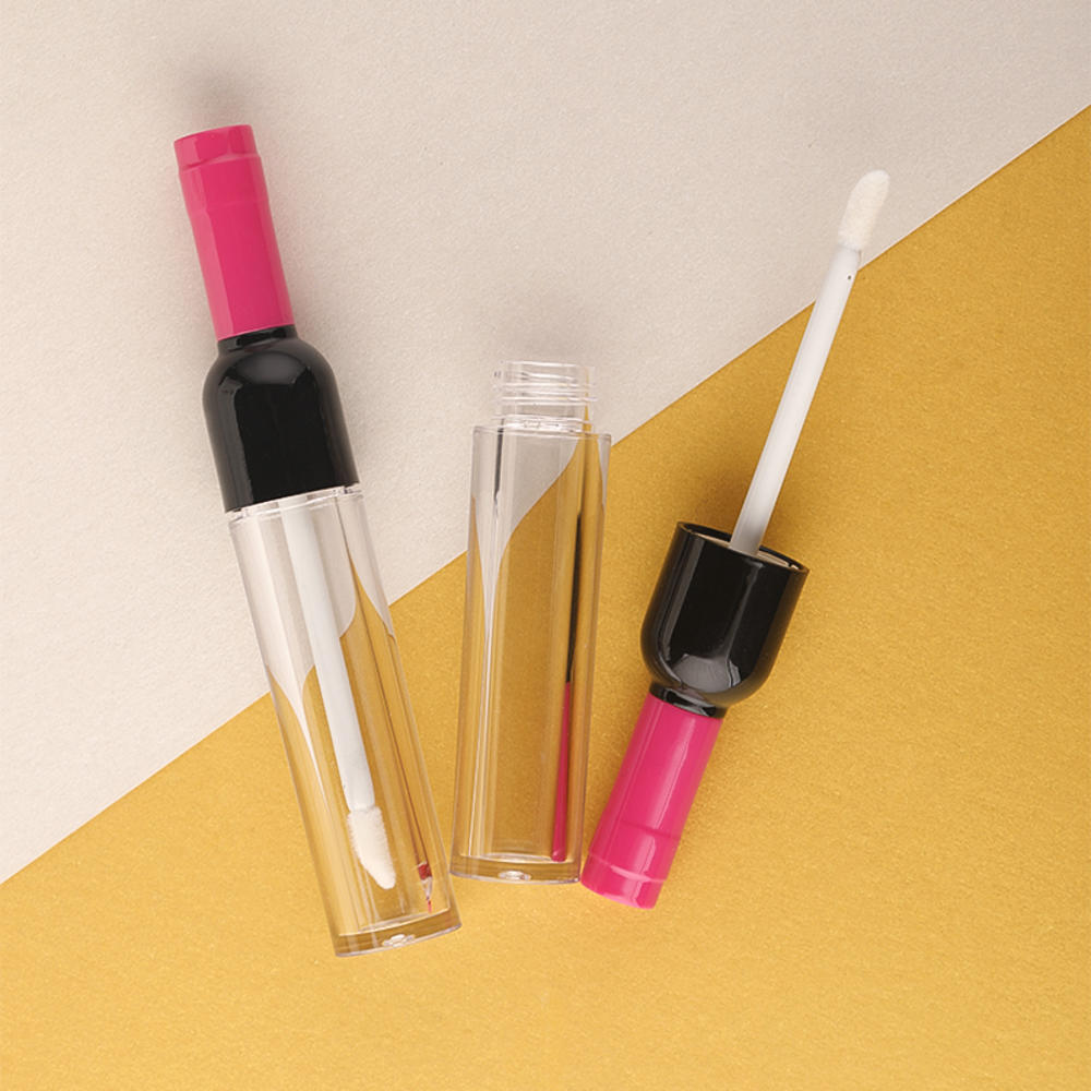 5-7ml Leere Wein Förmigen Lippe Glanz Rohr Lippenstift Rohre Silber/Gold/verrotten/Rosa Reffilable flasche Kosmetische Verpackung Container: Rosa