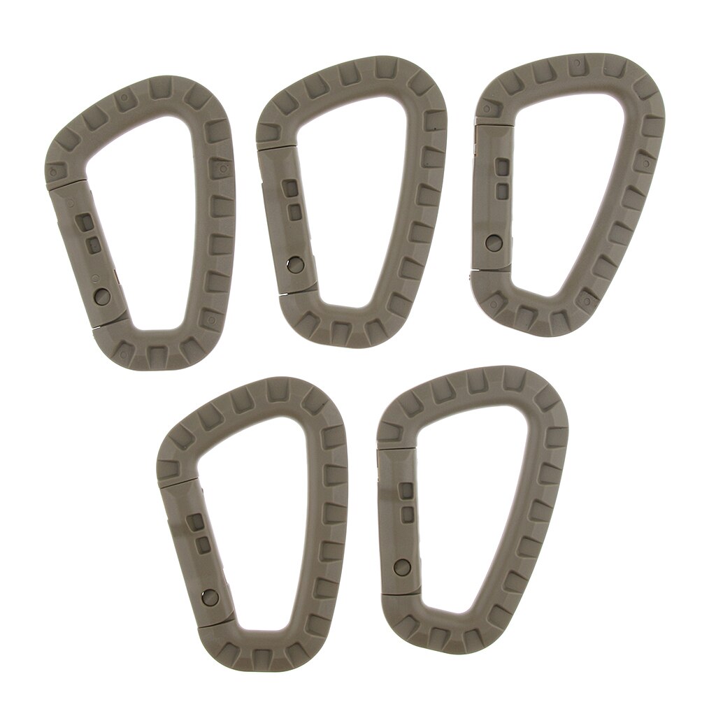 5Pcs Outdoor Carabiner D-Ring Key Chain Clip Hook Camping Plastic Buckle for Quickdraw, Travel Backpack, Bottle Holder