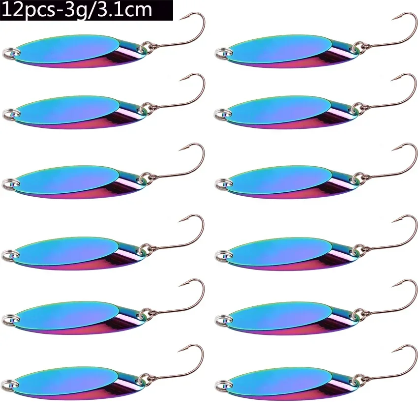 12 pçs 1.5g-60g metal afundando iscas de pesca colher jigging isca artificial duro truta baixo mar isca de pesca de água salgada