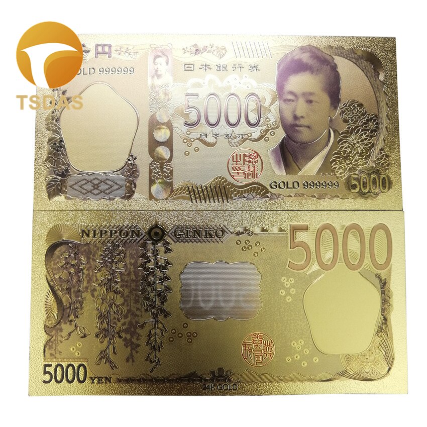 24k Gold Plated Banknote Japan 10000 Yen Gold Foil Note Fancy Collectable Banknotes Value 10pcs/lot: 5000