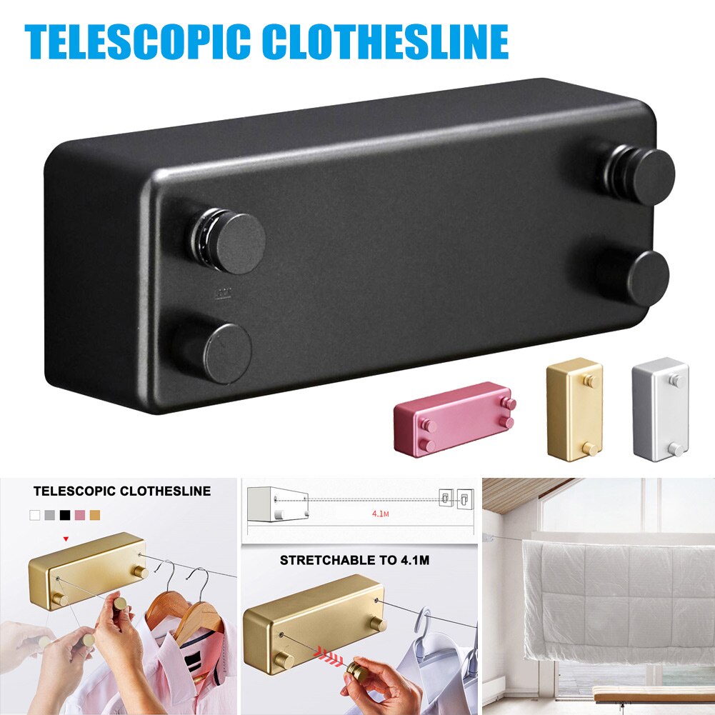 Telescopische waslijn van roestvrij staal voor huishoudelijk gebruik, niet-boorbaar, onzichtbaar waskoord _wk