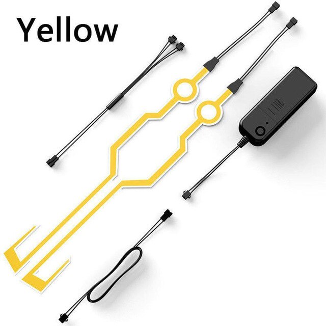 Motorhelm Night Riding Light Signaal Waterdicht Duurzaam Helm Moto Kit Knipperende Strip Led Licht Lichtgevende Helm Sticker: YELLOW