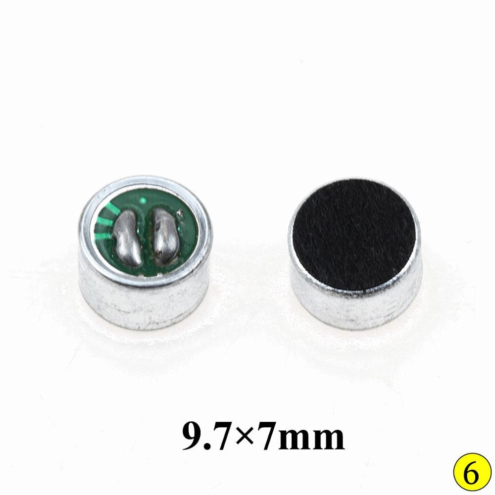 Microphone à condensateur électret yuxi, capsule de microphone à 2 broches, 4 x 2mm/4 x 1.5mm/4.5*2.2mm/6 x 7mm/6 2.2mm/9.7 5mm/10 x 7mm , micro de microphone: No6