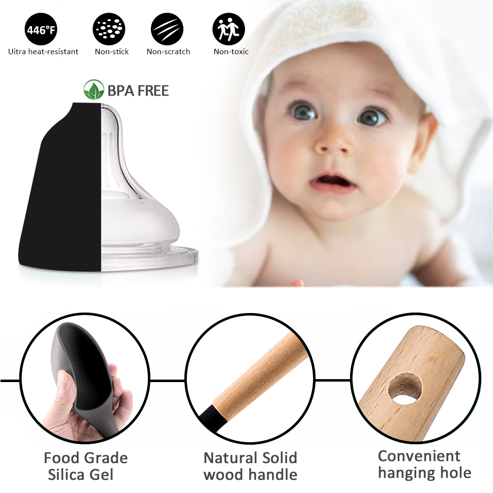 Silicone Kitchen Utensil Set Non-toxic cooking baking kitchen tools silicone shovel spoon scraper brush spade whisk turner