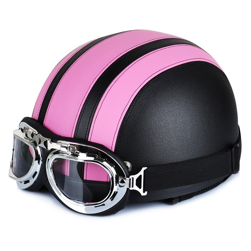 Moto Rcycle Lederen Helm Moto Rbike Riding Vintage Cruiser Touring Half Helmen Moto Fiets Scooter Biker Helm