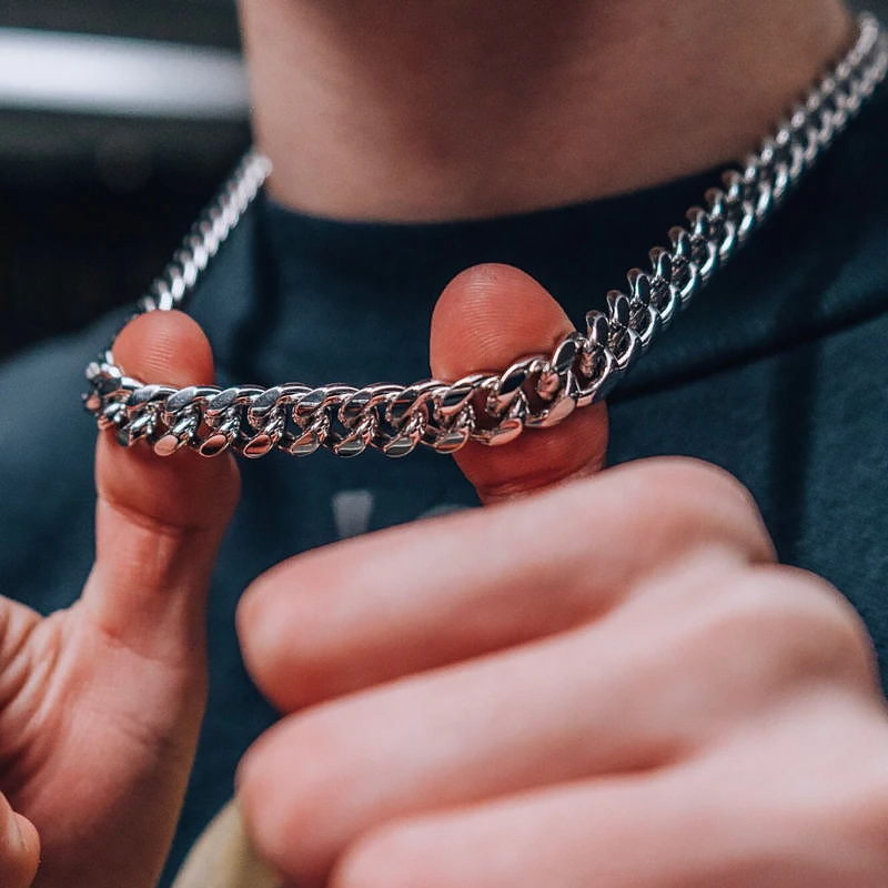 Collar de cadenas de acero inoxidable para hombre, Gargantilla básica de rapero en el cuello, joyería de , Hip Hop, ancho, 3/5/7/9MM, Eslabón cubano