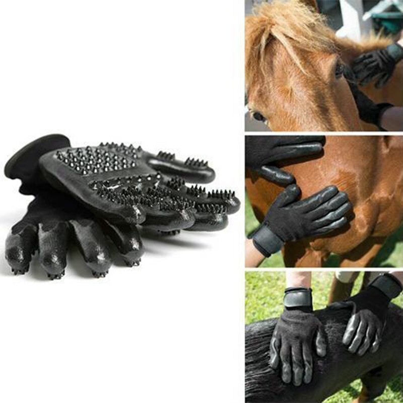 1 Paar Pet Grooming Handschoenen Links Rechts Verbeterde Vijf Vinger Zachte-De Vergieten Borstel Voor Grote Huisdier honden Paarden Masseren