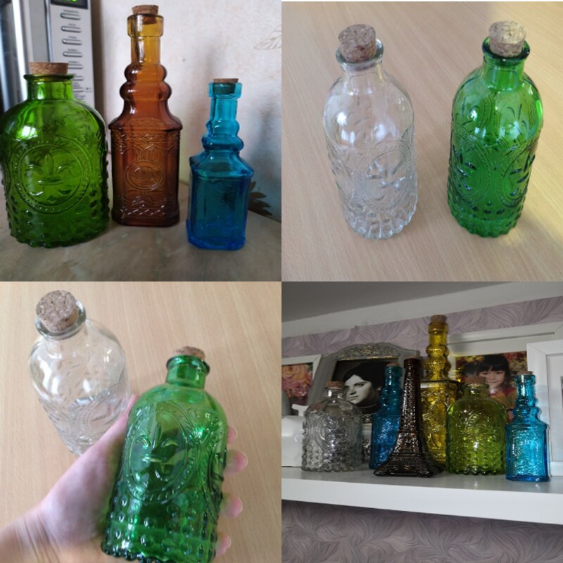 Zakka Retro Vaas Gesneden Kurk Fles Glazen Fles Tafelblad Vaas Met Kurk