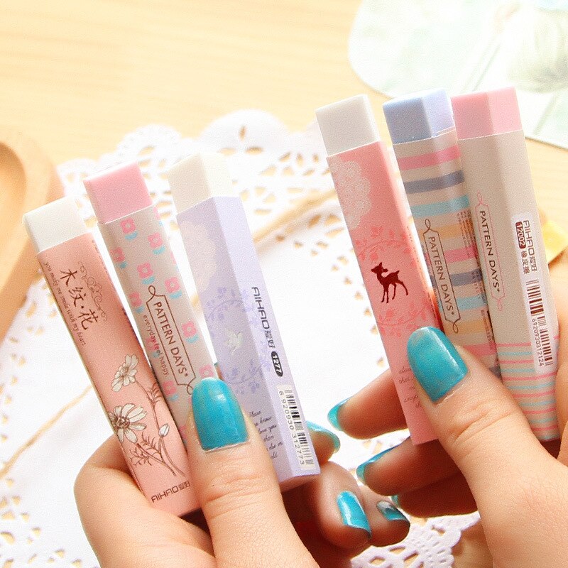 Borradores de lápices de dibujos animados para oficina y escuela, suministros de papelería creativos para niños, para estudiantes, 1 unidad