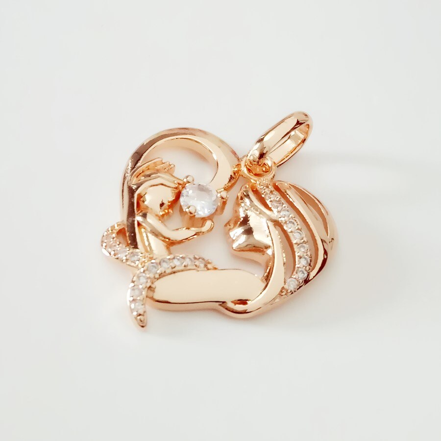 Vrouwen hanger moeder en zoon hanger vrouwen sieraden 585 gouden kleur hanger hartvormige ketting hangers