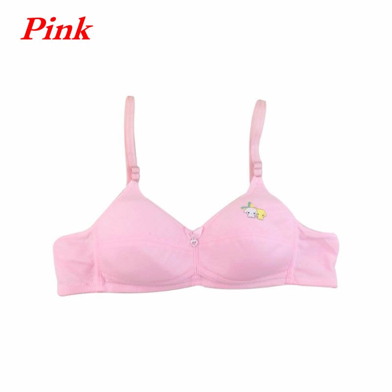 Young Young Girls Bra Teenager Soft Cotton Cartoon No Steel Ring Student Adjustable Lingerie Underwear Teenage Girl Comfortable: Pink / 11