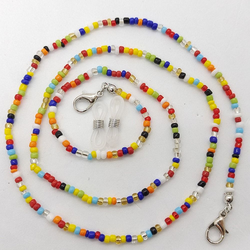 Correa de mascarilla de colores bohemios para mujer, cadena con cuentas para gafas, cordón antideslizante para máscara facial, cadena para el cuello para gafas de sol: YELLOW