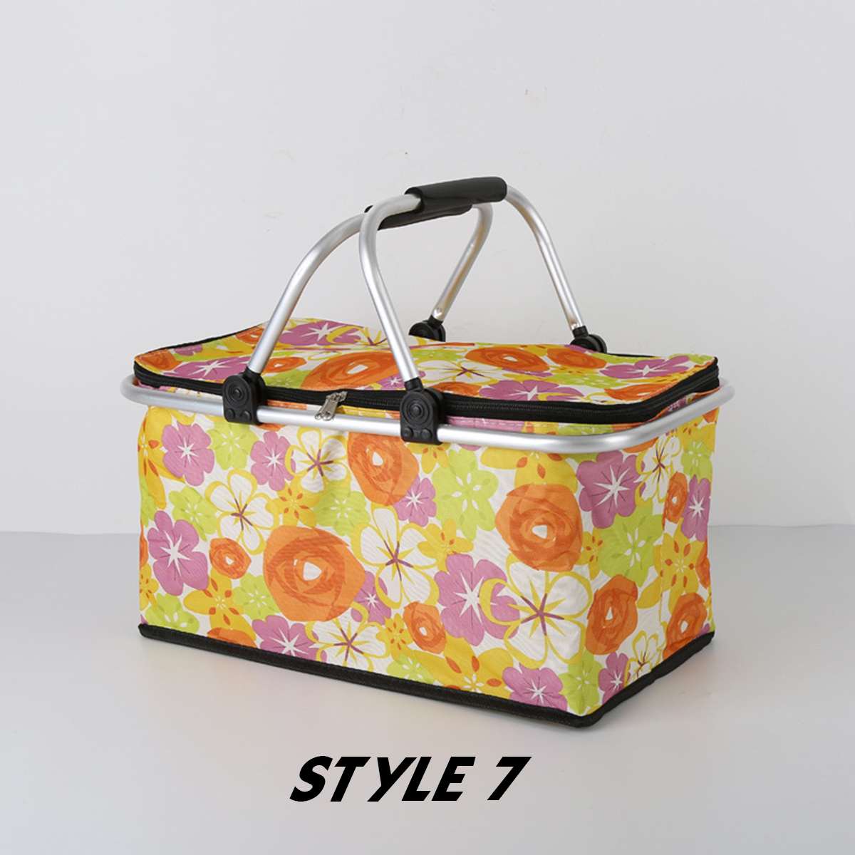 Folding Picnic Basket Insulated Fresh Outdoor Food Box Hiking Camping Lunch Box Portable Shopping Bag 9 Style Waterproof Ice Bag: Style 7