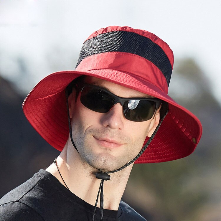 Men's Panama Hat Outdoor UV-proof Breathable Bucket Hat Wide Brim Hat Summer Hiking Anti-UV Sun Hat Fisherman Hat Cowboy Cap
