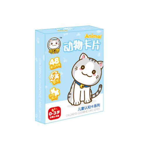 48 stk / sæt tegneserie animalsk frugt parring engelsk kinesiske kort baby læring legetøj: 4 dyr