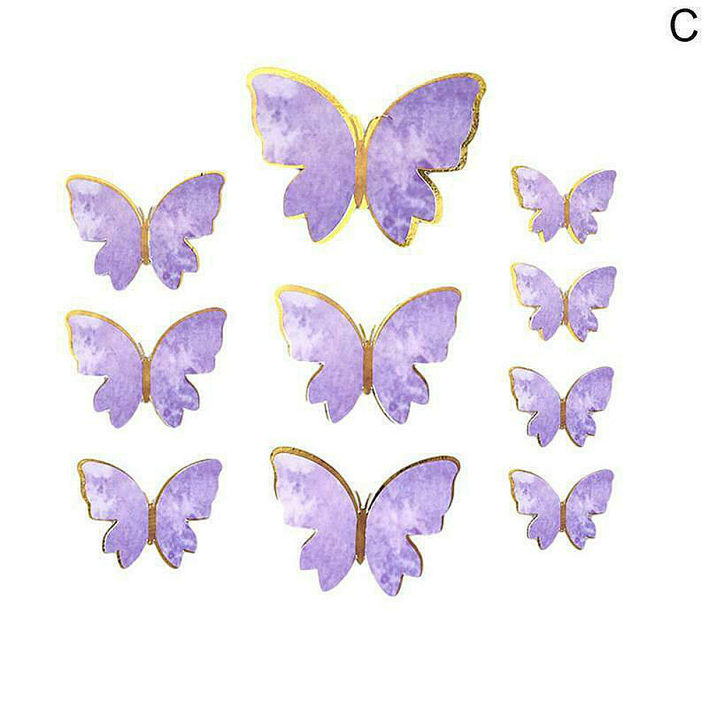 Décoration de gâteau en forme de papillon à faire soi-même, Toppers de Cupcake, papier violet et rose, carte papillon, déesse de la fête des mères, beau décor de gâteau, 10 pièces: J