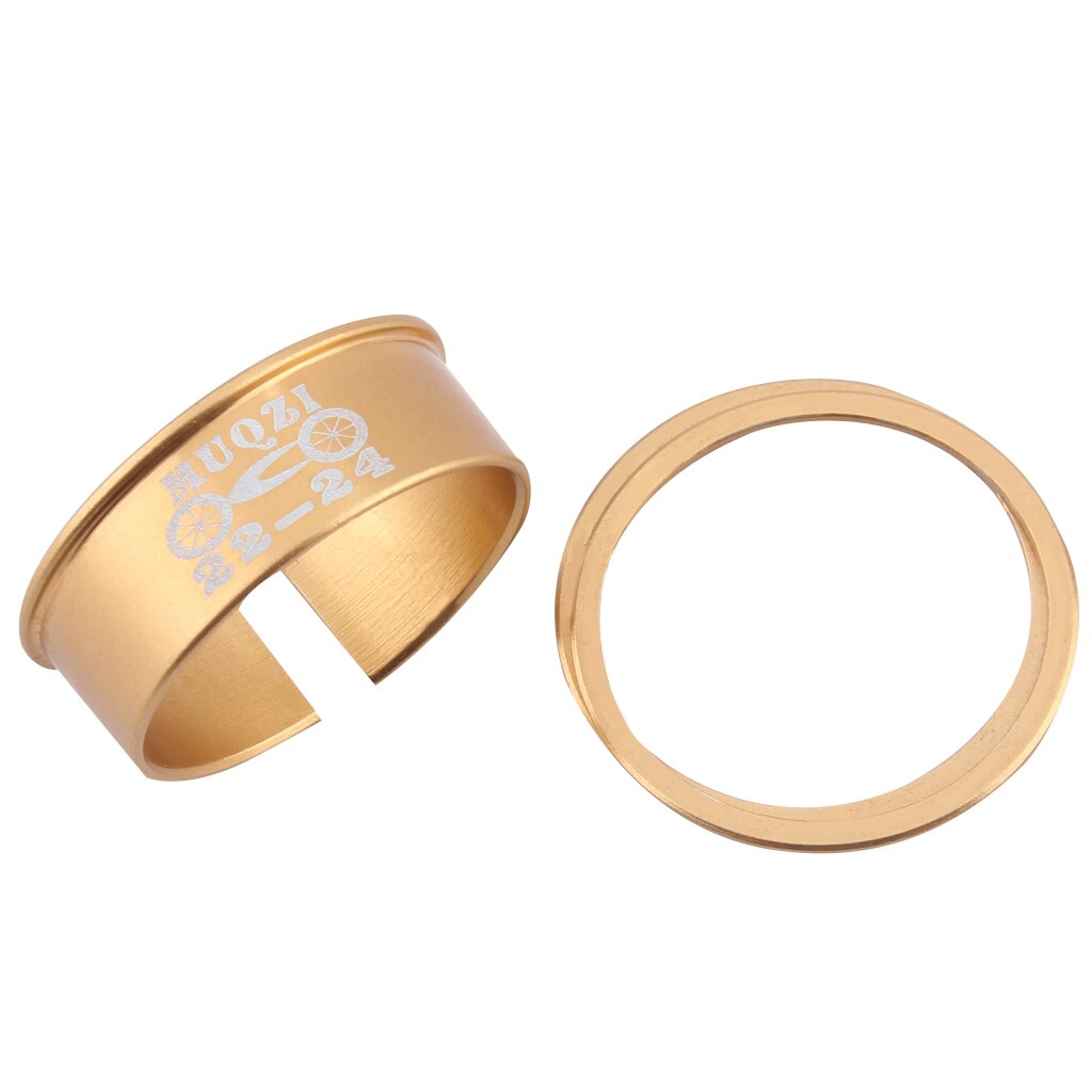 Bicycle Bike Bottom Bracket Adjustable Washer 24mm to 22mm Axis Conversion Sleeve Set: Gold