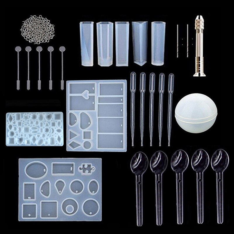 184 pezzi di Stampo In Silicone Della Miscela Bastone Contagocce Catenaccio Gioielli FAI DA TE Che Fanno Gli Accessori Strumenti di Stampi Geometrica Resina Epossidica Combinat: C003