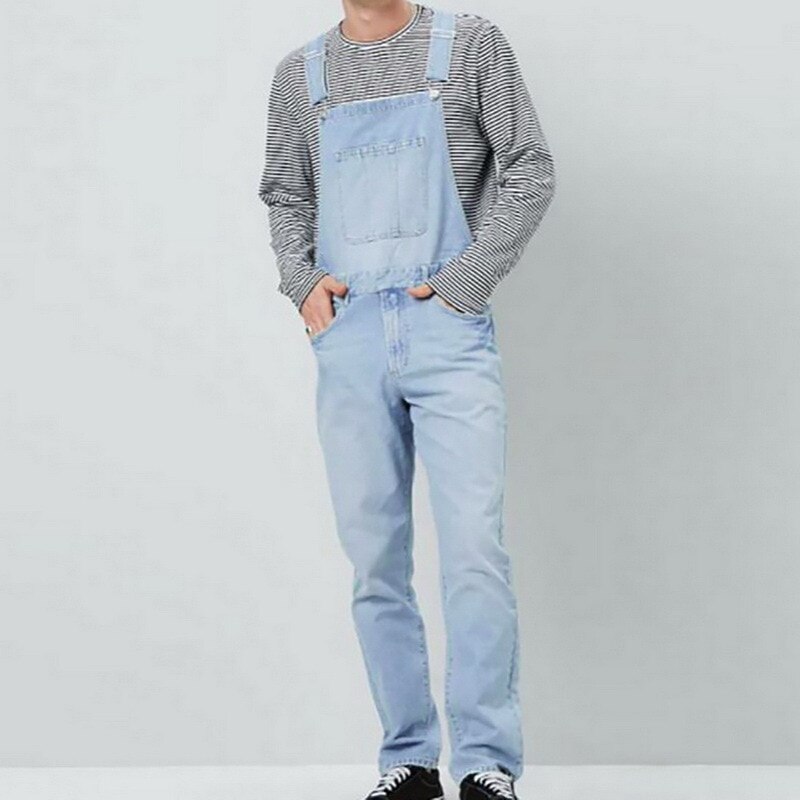 Pantalones vaqueros con pechera para hombre, petos vaqueros largos lavados, monos vaqueros rectos de Hip Hop, ropa de calle, mono Masculino