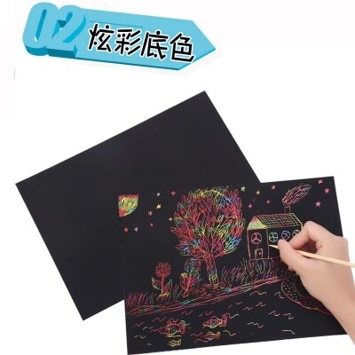 Non-toxic A4 scratch paper Children&#39;s students hand-made DIY scratch painting colorful scraping paper 50 sheets 100 sheets