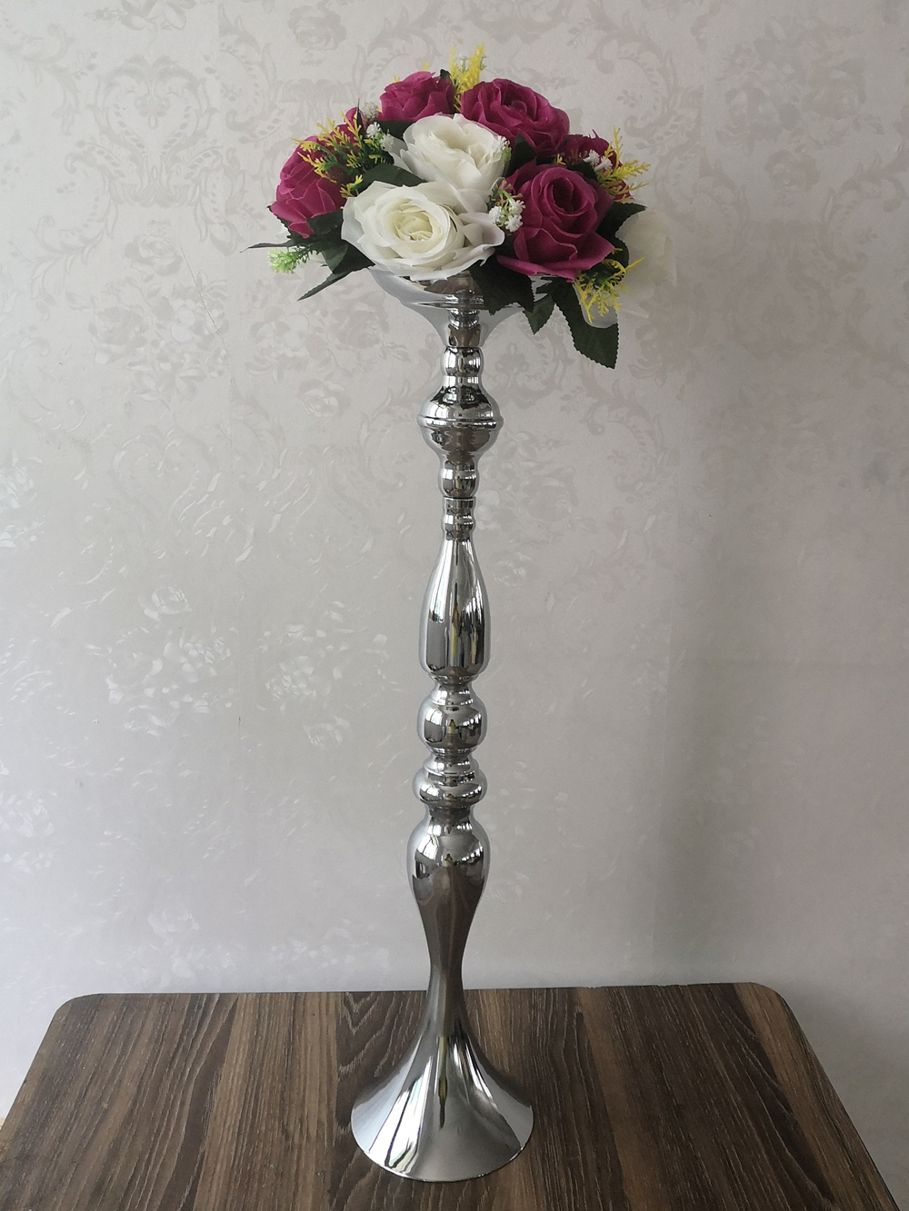Candelabros IMUWEN de 60 CM/24 ", candelero de Metal, florero, mesa, centro de mesa, estante de flores para eventos, decoración de boda de plomo en el suelo