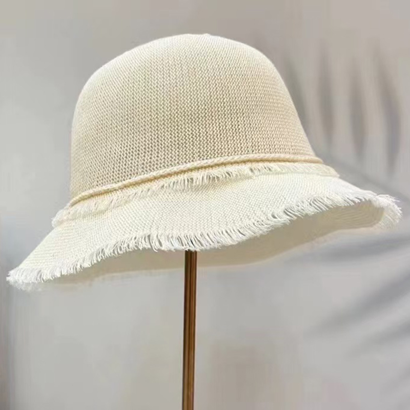 Cappelli a secchiello per donna nappe Cappello da pescatore Vintage ▾ lavorato a maglia sottile Cappellini Panama estivi per donna Cappellino parasole semplice e traspirante