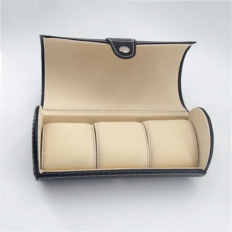 Luksus ur display boks taske rulle 3 slot armbåndsur halskæde armbånd smykker pu læder æske opbevaring rejsetaske