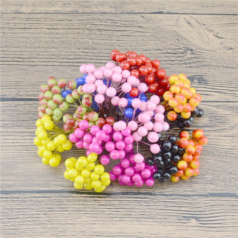 Fleurs artificielles Double tête 9 baies 25 pièces/lot | Décor de fête mariage, décoration artisanale pour bricolage, Scrapbooking