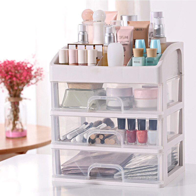 Cosmetic Storage Box Jewelry Container Make Up Case Makeup Brush Holder Transparent Table Drawer Dresser Cosmetic Box 1-3 Floors