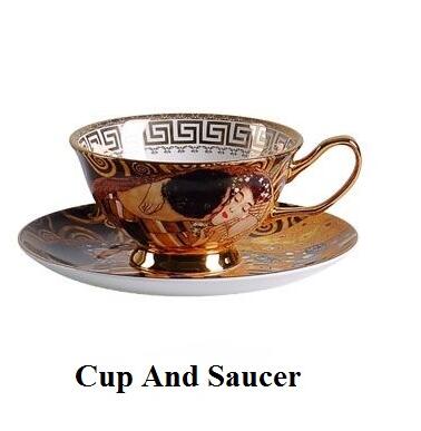 Decorazioni per la casa Klimt Kiss tazze in porcellana tazze da caffè Gustav Klimt Bone China tazza da tè ufficio per matrimoni bicchieri regali di compleanno: Cup and sacuer
