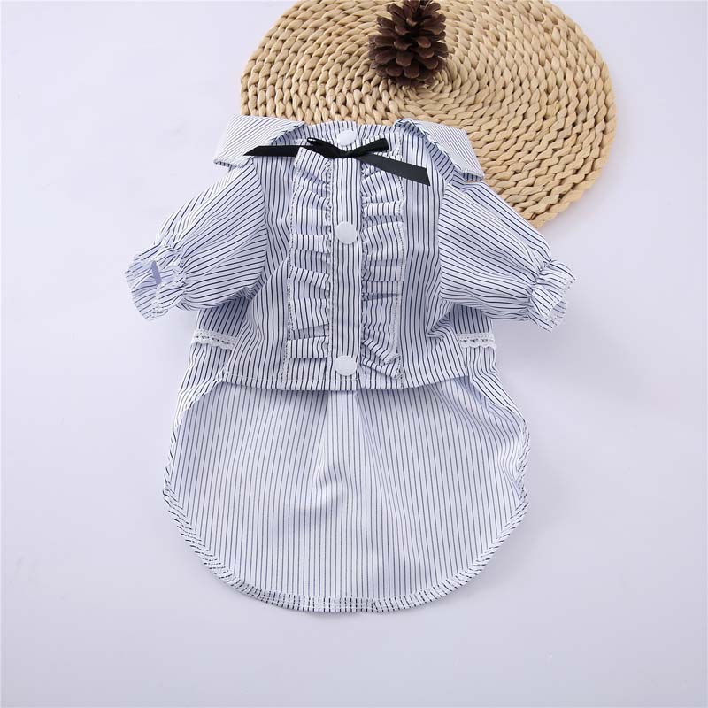 MISS DOGGY vêtements chien chiot pour femmes | Vêtements à rayures de Style occidental pour animaux de compagnie, costume de chat à grille t-shirts manteaux d'été pour chiens 10E