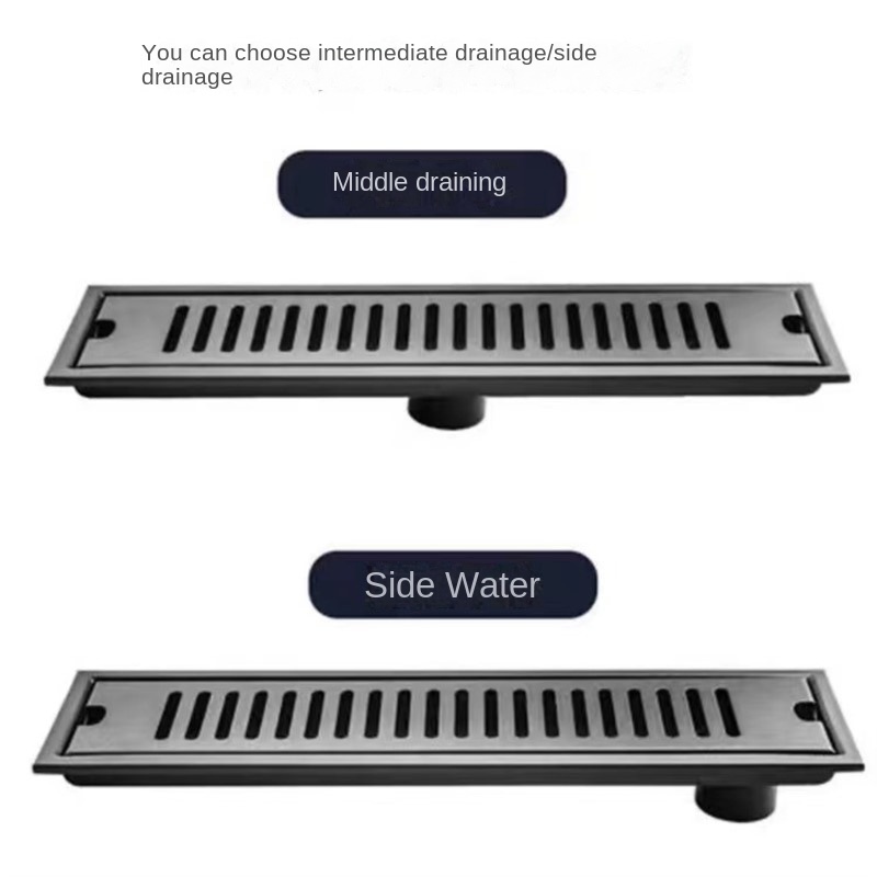 Zwart 20-80 cm verlengde afvoerputje badkamer toilet 304 roestvrij staal grote verplaatsing afvoerputje anti-geur en insectenbestendig