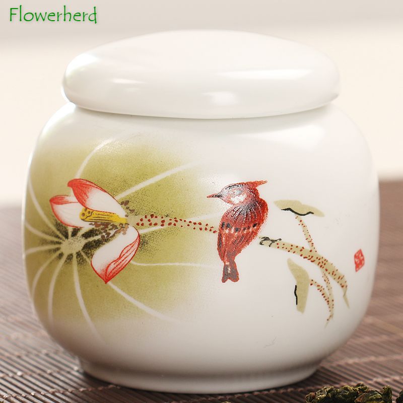 Blauwe En Witte Thee Caddy Keramische Thee Container Kleine Celadon Wit Porselein Verzegelde Thee Opslag Pu'er Draagbare Kung Fu Thee set