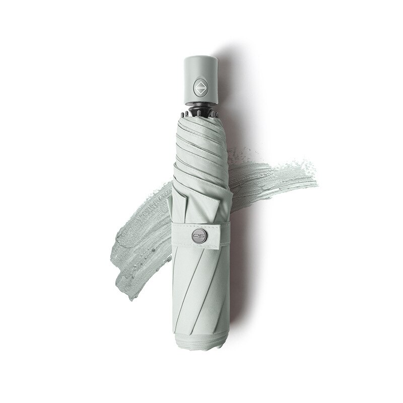 Rain and sun umbrella sunscreen vinyl shine uv female automatic folding shade upf50 + parasol umbrella beach umbrella: Gray Green