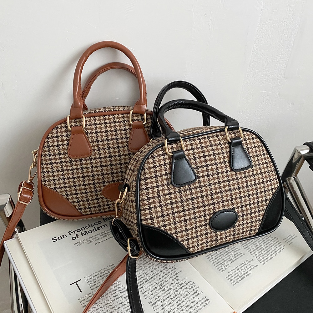 Plaid drucken Schulter Taschen Frauen Kupplung Jahrgang Weibliche PU Tuch Damen Umhängetaschen bolsos de hombro de las mujeres