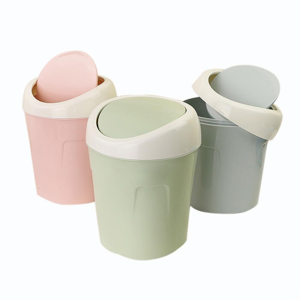 Portable Mini Flip Lid Plastic Home Living Room Desktop Bedside Trash Can Garbage Bin Table Bed Supplies Accessories Products