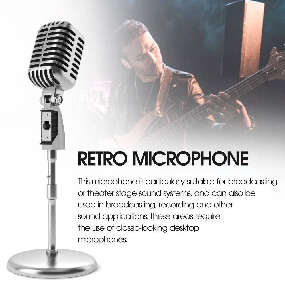 Microphone de Style Vintage pour Simulation de SHURE, support universel de micro Vocal dynamique rétro classique pour Performance karaoké en direct
