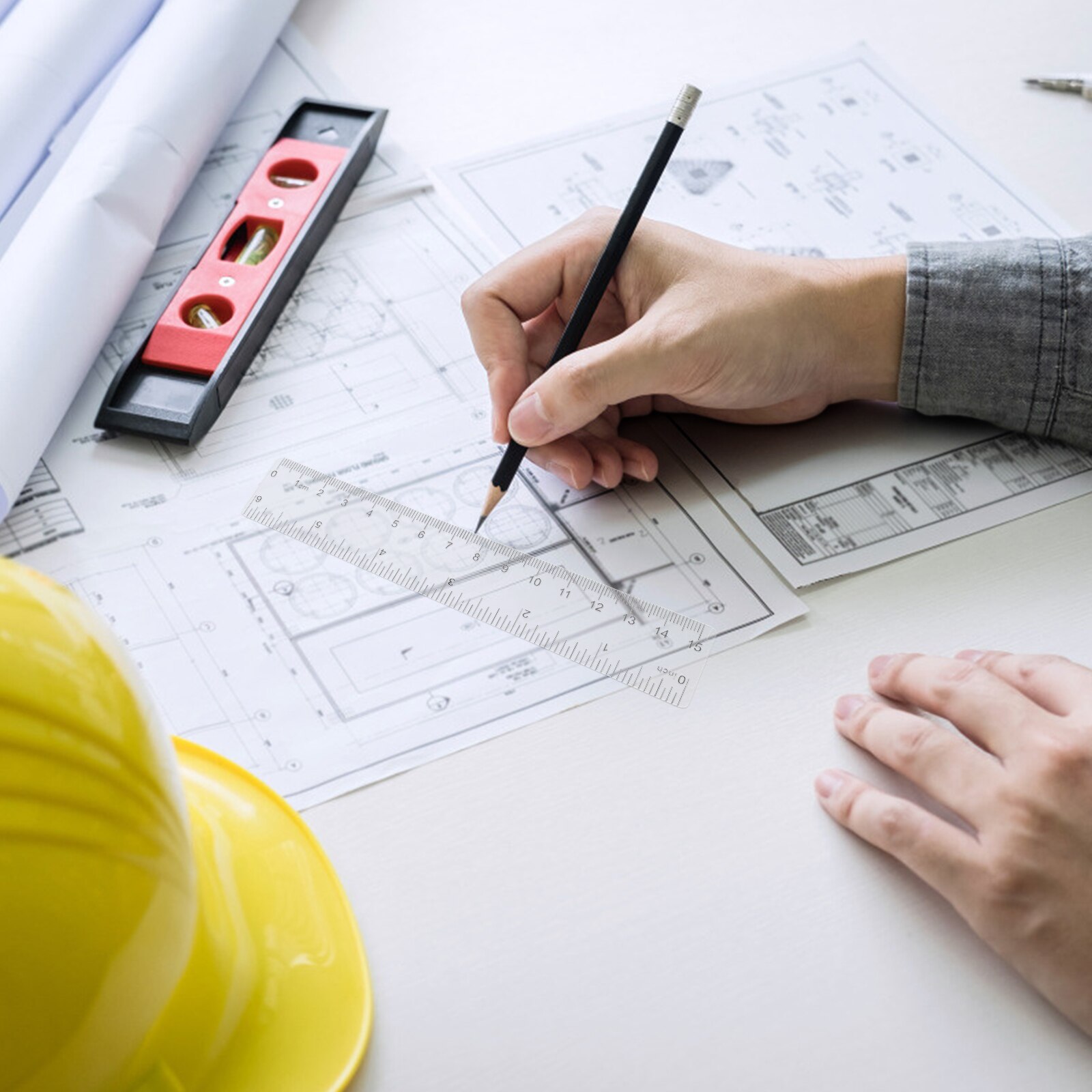 25pcs Plastic Straight Rulers Drawing Rulers Students Measuring Rulers (Transparent)