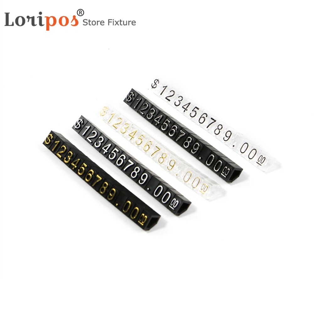 30 Sets Combined Price Tag Transparent Dollar Euro Number Digit Cubes Stick for Clothes Jewelry Showcase Counter Price Display