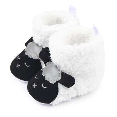 Baby Winter Warme Coral Booties Leuke Cartoon Dier Stijl Fleece Snowboots Non Slip Peuter Babyschoenen: WHITE / 11CM