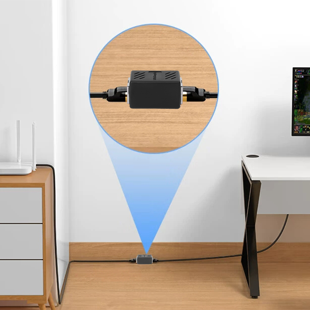 Female To Female RJ45 Ethernet Extender Extension Wire Cord Cable Network Adapters Connector for Internet Coupler Converter