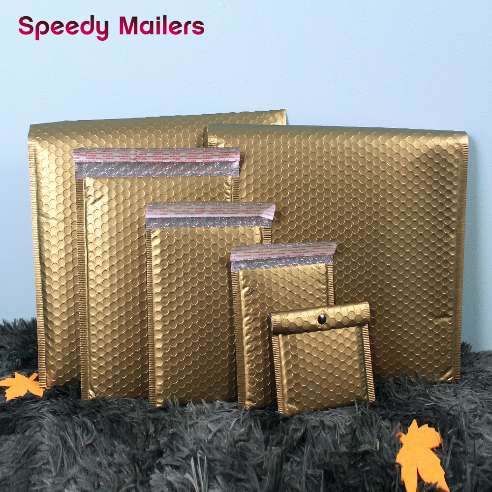 5 Size 20PCS Bubble Mailers Matte Gold Envelopes With Bubble Padded Postal Mailing Envelope Bags Waterproof Courier Bag