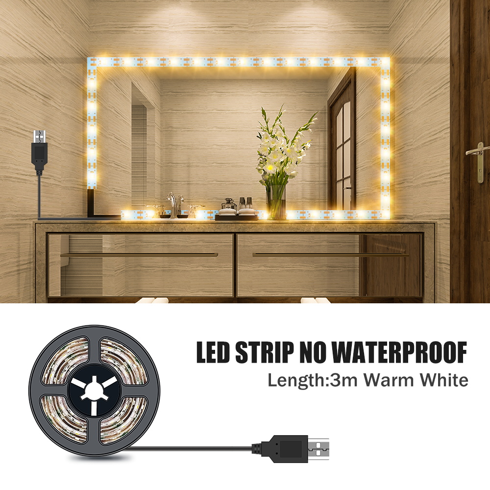 DC5V LED machen-hoch Spiegel Licht Streifen USB Dressing Tisch Lampe LED Band Raum Dekoration Schlafzimmer Eitelkeit Lichter 0,5 M 1M 2M 3M 4M 5M: Weiß