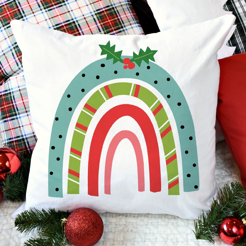 Kerst Kussenslopen Xmas Decoratieve Boerderij Buffalo Regenboog Kussensloop Winter Kussen Case Voor Home Decor: Z21048-DCCWH-M