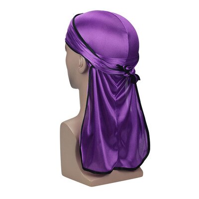 Luksus herre silkeaktig durags bandana turban lue parykker doo menn sateng durag biker hodeplagg pannebånd pirat lue hårtilbehør: 3